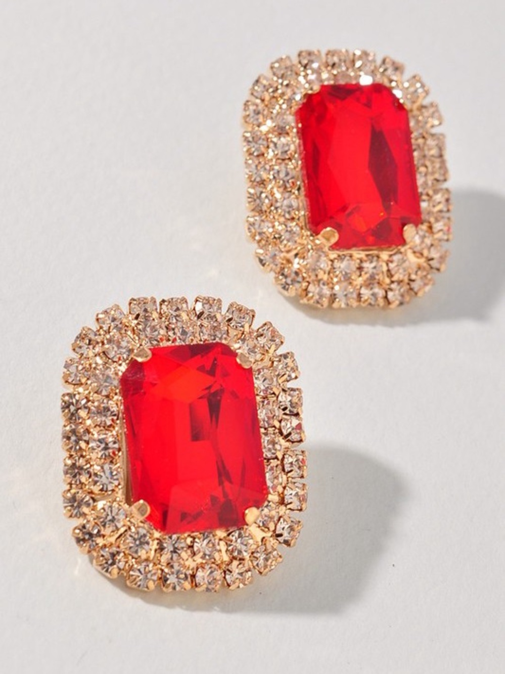 Red Ab stone cut boho western evening Crystal rhinestone earrings